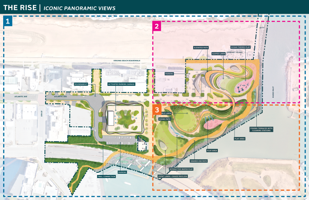 The Rise Rudee Park concept design designating quadrants